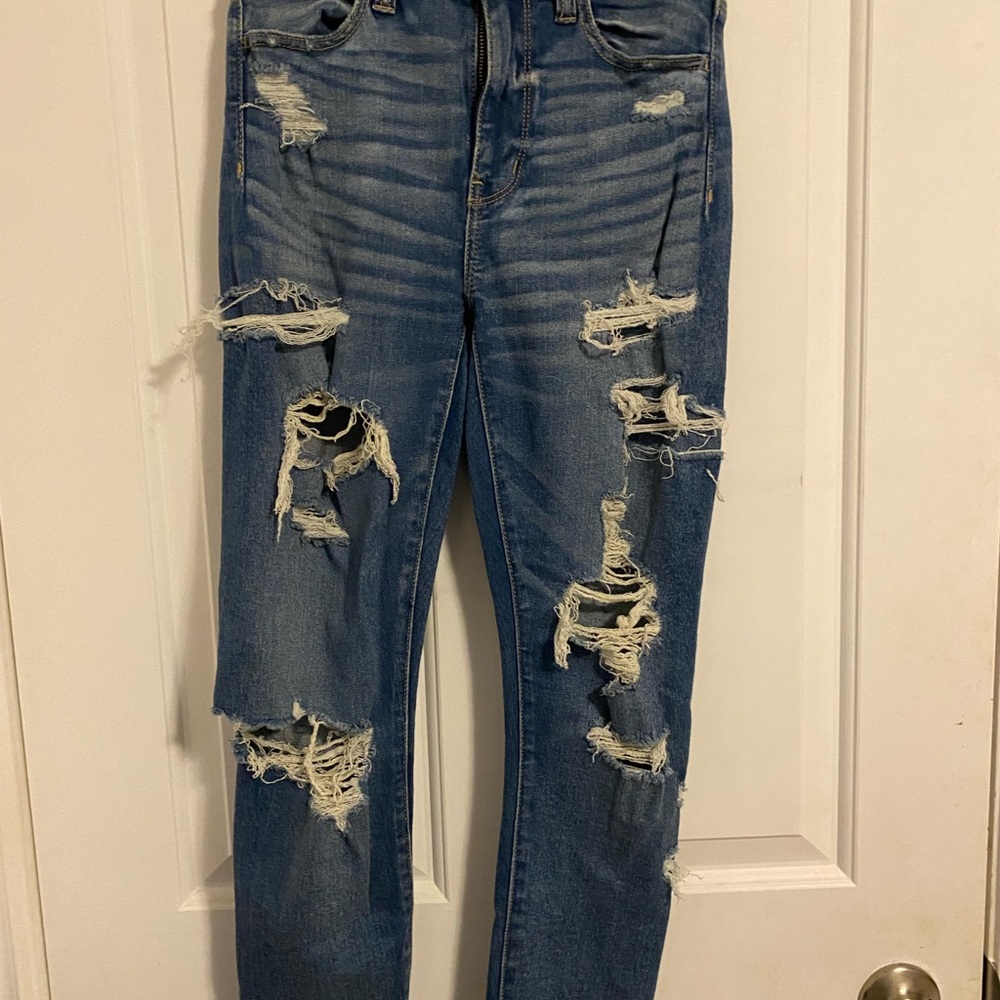 American Eagle Outfitters Ripped Blue Skinny Jeans